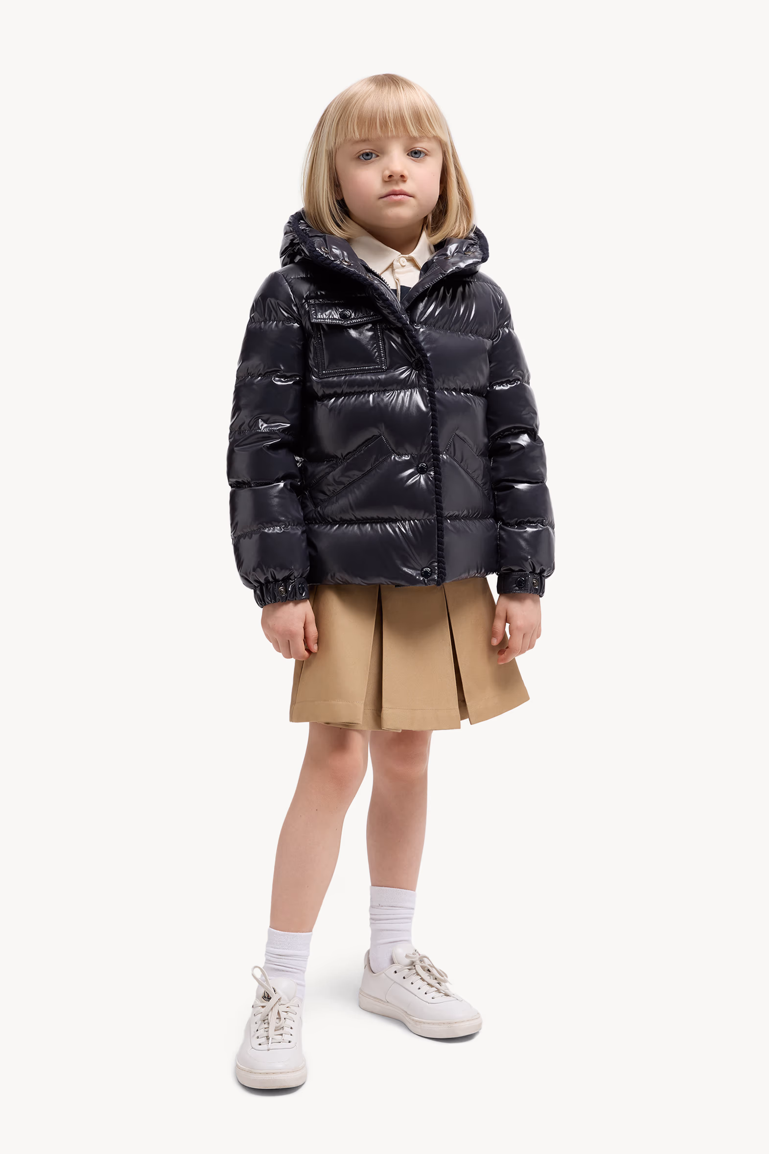 Doudoune à capuche et bordure tressée Glareins Fille Bleu marine Moncler 2
